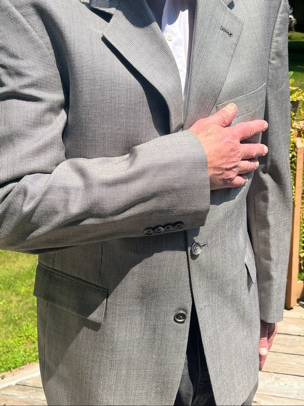 Stafford houndstooth pattern  blazer in silk & wool 42R